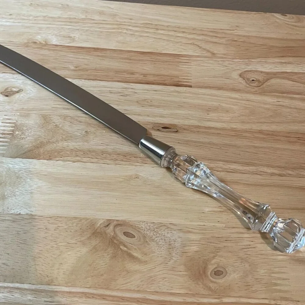 Vintage Fostoria Cake Knife Crystal Handle Stainless Steel 13.5”